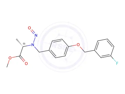 Chemical structure of (S)-methyl 2-((4-((3-fluorobenzyl)oxy)benzyl)(nitroso)amino)propanoate