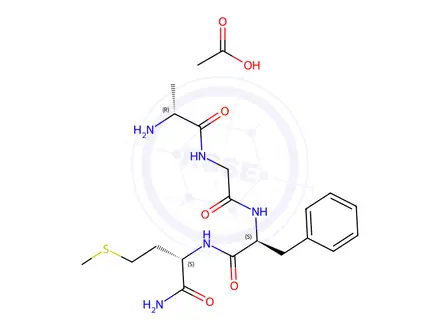 Chemical structure of D-Ala-Gly-Phe-Met-NH2 acetate salt