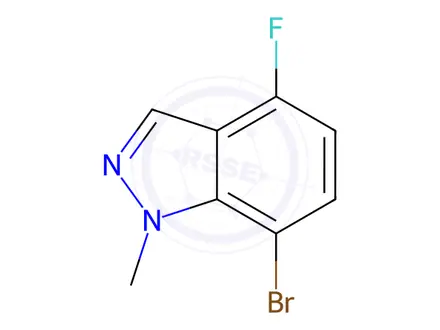 Chemical structure of 7-bromo-4-fluoro-1-methyl-1H-indazole