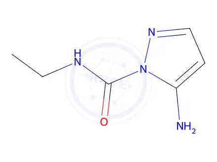 Chemical structure of 1H-Pyrazole-1-carboxamide,5-amino-N-ethyl-(9CI)