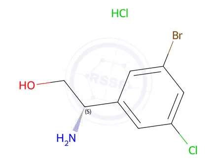 Chemical structure of (2s)-2-Amino-2-(3-bromo-5-chlorophenyl)ethan-1-ol hydrochloride