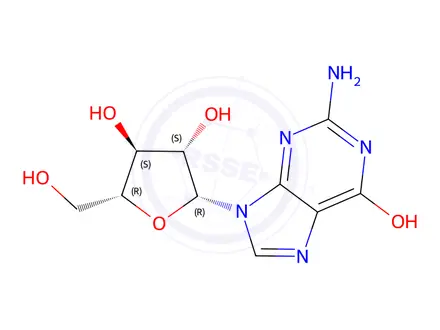 Chemical structure of 9-(b-D-Arabinofuranosyl)guanine