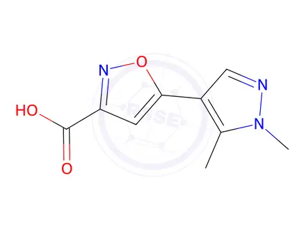 Chemical structure of 5-(1,5-dimethyl-1H-pyrazol-4-yl)isoxazole-3-carboxylic Acid