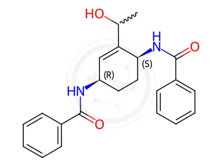 Chemical structure of N,N'-((1S,4R)-2-(1-hydroxyethyl)cyclohex-2-ene-1,4-diyl)dibenzamide