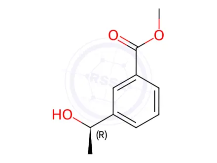 Chemical structure of Benzoic acid, 3-[(1R)-1-hydroxyethyl]-, methyl ester