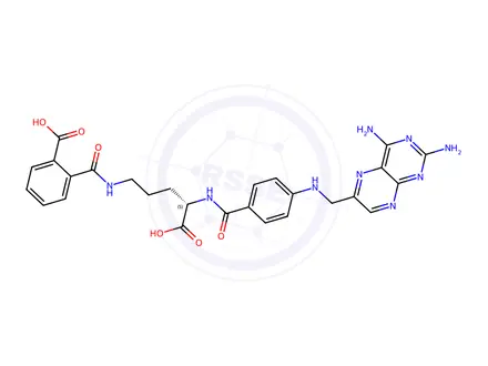 Chemical structure of 2-[[(4S)-4-carboxy-4-[[4-[(2,4-diaminopteridin-6-yl)methylamino]benzoy l]amino]butyl]carbamoyl]benzoic acid