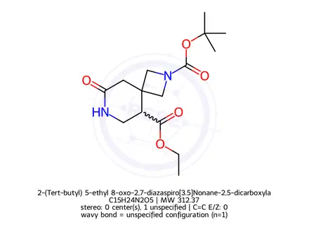Chemical structure of 2-(Tert-butyl) 5-ethyl 8-oxo-2,7-diazaspiro[3.5]Nonane-2,5-dicarboxylate