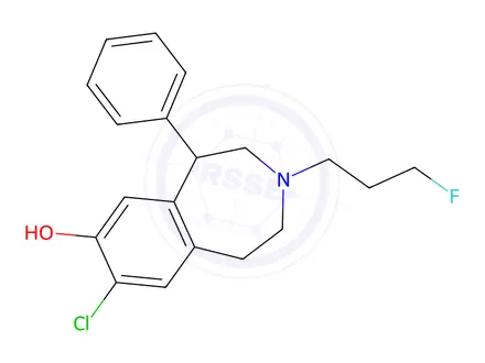 Chemical structure of 7-chloro-8-hydroxy-3-(3'-fluoropropyl)-1-phenyl-2,3,4,5-tetrahydro-3-benzazepine
