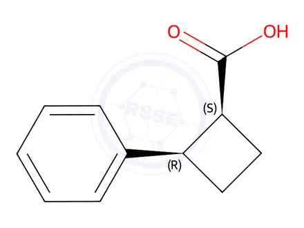 Chemical structure of (1S,​2R)​-​2-​phenylcyclobutane-​1-​carboxylic acid