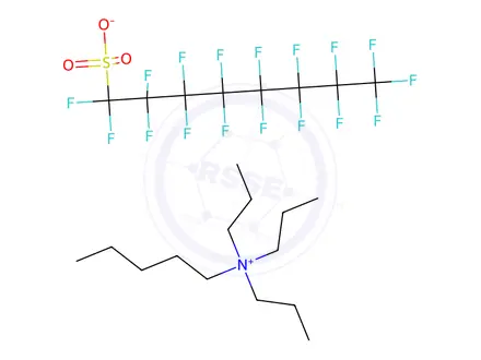 Chemical structure of N,N,N-Tripropylpentan-1-aminium heptadecafluorooctane-1-sulfonate (PFOS-N(C3H7)3(C5H11))