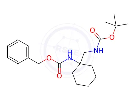 Chemical structure of Carbamic acid, N-[1-[[[(1,1-dimethylethoxy)carbonyl]amino]methyl]cyclohexyl]-, phenylmethyl ester