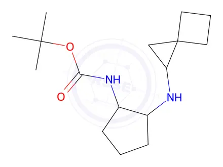Chemical structure of tert-butyl N-[2-(spiro[2.3]hexan-2-ylamino)cyclopentyl]carbamate