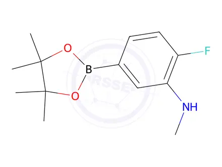Chemical structure of 2-Fluoro-n-methyl-5-(4,4,5,5-tetramethyl-1,3,2-dioxaborolan-2-yl)aniline