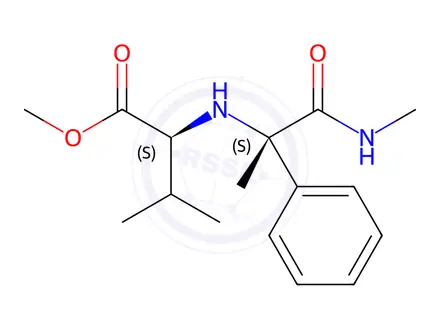 Chemical structure of L-Valine, N-[(1S)-1-methyl-2-(methylamino)-2-oxo-1-phenylethyl]-, methyl ester (9CI)