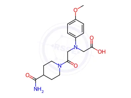 Chemical structure of [{2-[4-(Aminocarbonyl)piperidin-1-yl]-2-oxoethyl}(4-methoxyphenyl)amino]acetic acid
