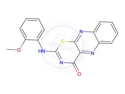 Chemical structure of 2-((2-Methoxyphenyl)amino)-4H-[1,3]thiazino[5,6-b]quinoxalin-4-one