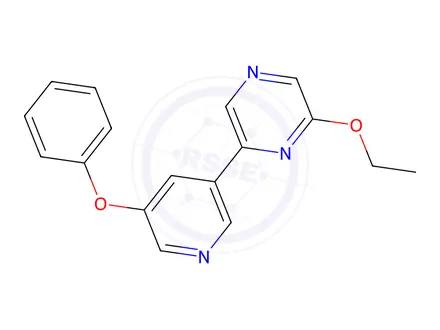 Chemical structure of 2-Ethoxy-6-(5-phenoxypyridin-3-yl)pyrazine