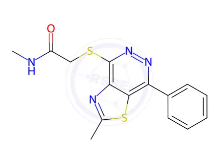 Chemical structure of N-Methyl-2-((2-methyl-7-phenylthiazolo[4,5-d]pyridazin-4-yl)thio)acetamide