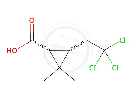 Chemical structure of 2,2-Dimethyl-3-(2,2,2-trichloroethyl)cyclopropane-1-carboxylic Acid