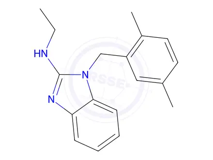 Chemical structure of 1-[(2,5-Dimethylphenyl)methyl]-N-ethyl-1H-1,3-benzodiazol-2-amine