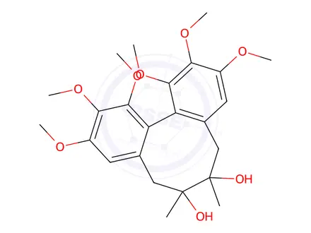 Chemical structure of 1,2,3,10,11,12-hexamethoxy-6,7-dihydroxy-6,7-dimethyldibenzocyclooctadiene