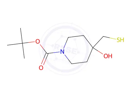 Chemical structure of TERT-BUTYL 4-HYDROXY-4-(MERCAPTOMETHYL)PIPERIDINE-1-CARBOXYLATE