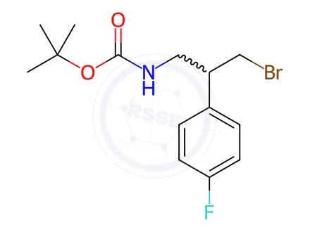 Chemical structure of Carbamic acid, N-[3-bromo-2-(4-fluorophenyl)propyl]-, 1,1-dimethylethyl ester