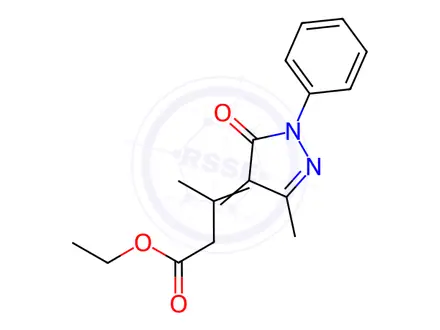Chemical structure of Ethyl 3-(3-methyl-5-oxo-1-phenyl-1,5-dihydro-4H-pyrazol-4-ylidene)butanoate