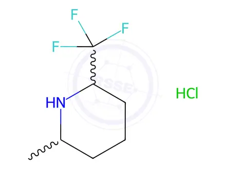 Chemical structure of Piperidine, 2-methyl-6-(trifluoromethyl)-, hydrochloride (1:1)