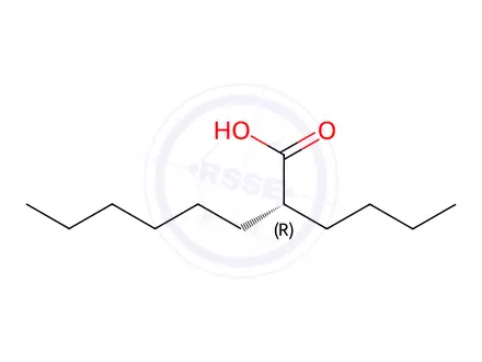 Chemical structure of Octanoic acid, 2-butyl-, (2R)-