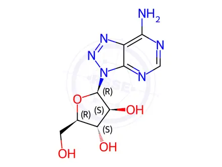 Chemical structure of 2-(5-amino-2,4,7,8,9-pentazabicyclo[4.3.0]nona-1,3,5,7-tetraen-9-yl)-5-(hydroxymethyl)oxolane-3,4-diol