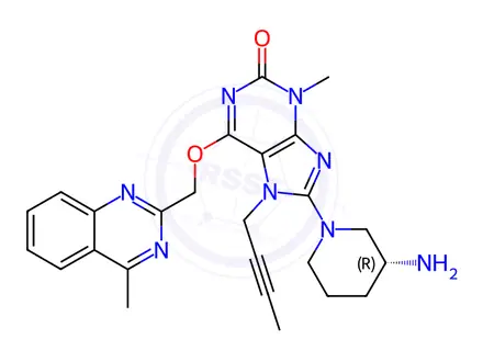 Chemical structure of (R)-8-(3-Aminopiperidin-1-yl)-7-(but-2-yn-1-yl)-3-methyl-6-((4-methylquinazolin-2-yl)methoxy)-3,7-dihydro-2H-purin-2-one