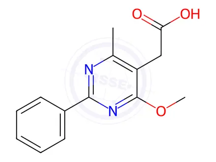 Chemical structure of (4-Methoxy-6-methyl-2-phenyl-pyrimidin-5-yl)-aceticacid
