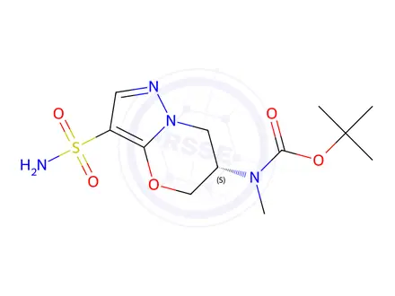 Chemical structure of Tert-butyl (S)-methyl(3-sulfamoyl-6,7-dihydro-5H-pyrazolo[5,1-b][1,3]oxazin-6-yl)carbamate