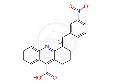 Chemical structure of 4-(3-Nitro-benzylidene)-1,2,3,4-tetrahydro-acridine-9-carboxylic acid