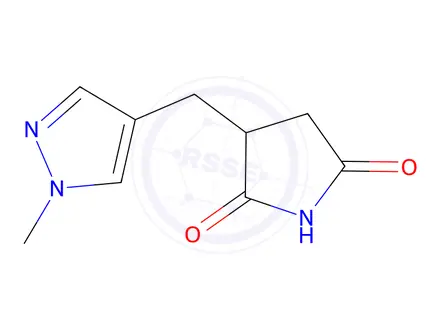 Chemical structure of 3-[(1-methyl-1H-pyrazol-4-yl)methyl]pyrrolidine-2,5-dione