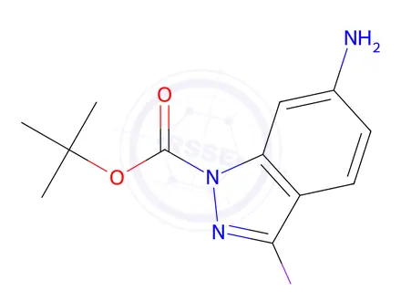 Chemical structure of tert-Butyl 6-amino-3-iodo-1H-indazole-1-carboxylate