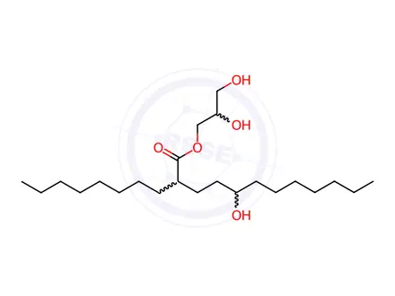 Chemical structure of 9-Octadecenoic acid, 12-hydroxy-, [R-(Z)]-, ester with 1,2,3-propanetriol