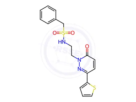 Chemical structure of N-(2-(6-Oxo-3-(thiophen-2-yl)pyridazin-1(6H)-yl)ethyl)-1-phenylmethanesulfonamide