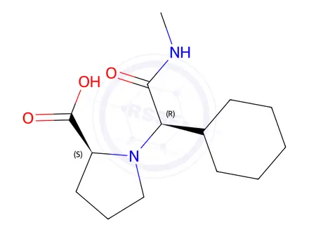 Chemical structure of (S)-1-((R)-1-cyclohexyl-2-(methylamino)-2-oxoethyl)pyrrolidine-2-carboxylic acid