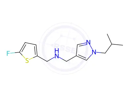 Chemical structure of 1-(5-fluoro-2-thienyl)-N-[(1-isobutyl-1H-pyrazol-4-yl)methyl]methanamine