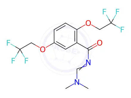 Chemical structure of N-[(1Z)-(Dimethylamino)methylidene]-2,5-bis(2,2,2-trifluoroethoxy)benzamide