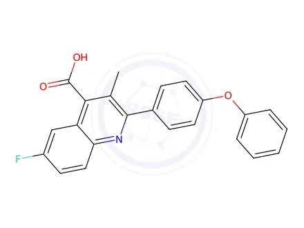 Chemical structure of 6-Fluoro-3-methyl-2-(4-phenoxyphenyl)quinoline-4-carboxylic acid