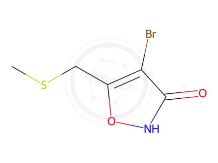 Chemical structure of 4-Bromo-5-((methylthio)methyl)isoxazol-3(2H)-one