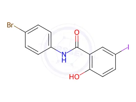 Chemical structure of N-(4-Bromophenyl)-2-hydroxy-5-iodobenzamide