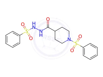 Chemical structure of N'-(1-(phenylsulfonyl)piperidine-4-carbonyl)benzenesulfonohydrazide