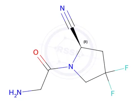 Chemical structure of (R)-4,4-difluoro-1-glycylpyrrolidine-2-carbonitrile