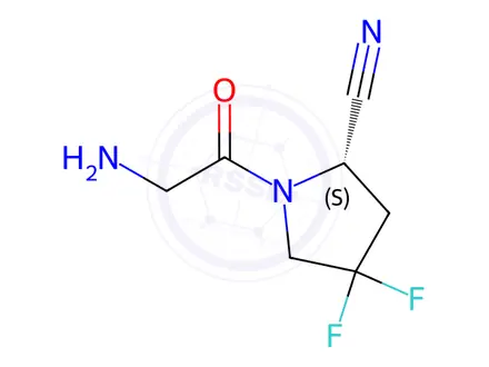 Chemical structure of (S)-1-(2-Aminoacetyl)-4,4-difluoropyrrolidine-2-carbonitrile