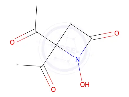Chemical structure of 2-Azetidinone, 4,4-diacetyl-1-hydroxy-(9CI)