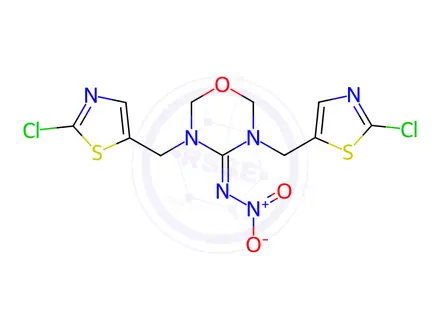Chemical structure of 3,5-Bis[(2-chloro-1,3-thiazol-5-yl)methyl]-N-nitro-1,3,5-oxadiazinan-4-imine